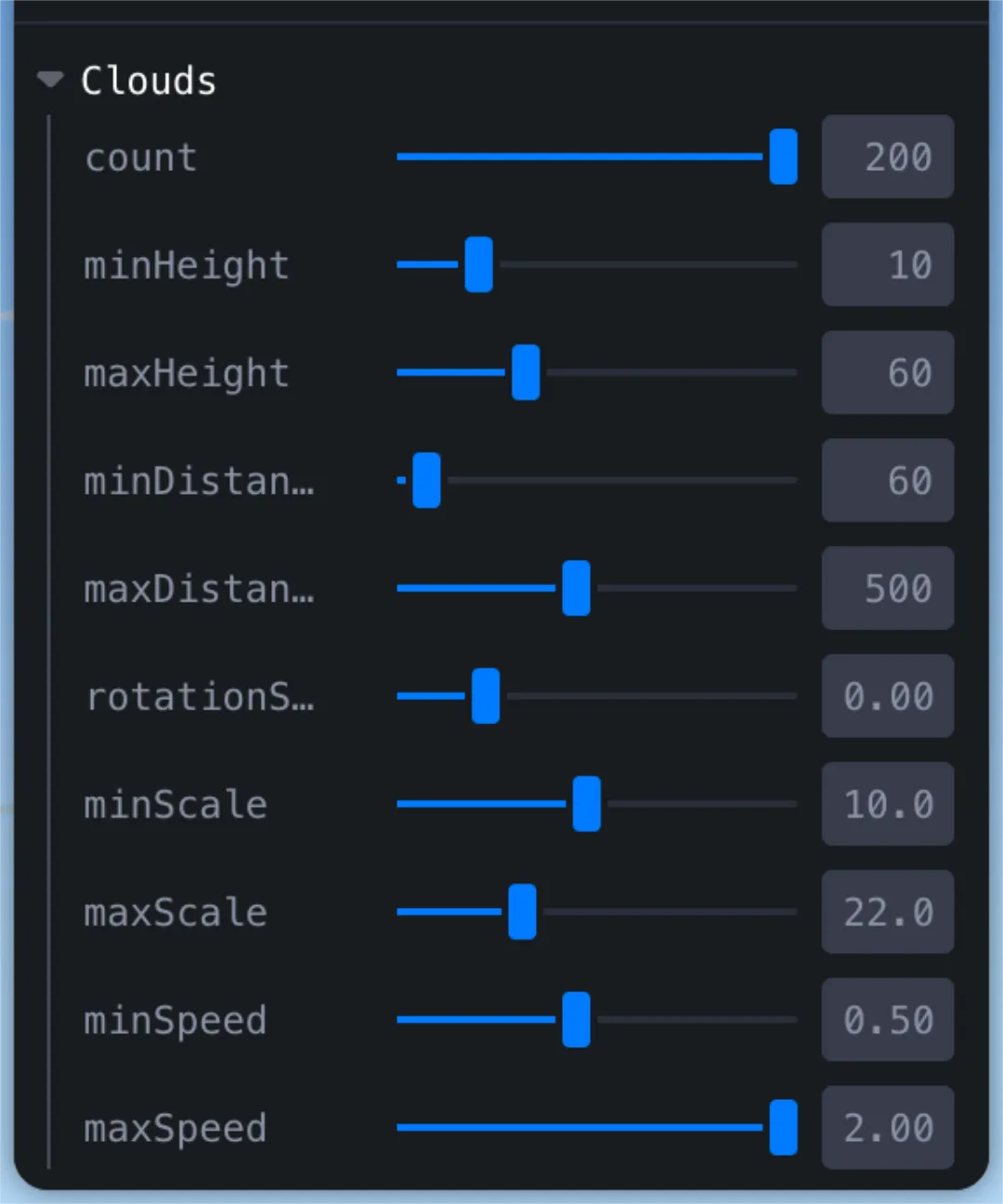 leva controls for clouds